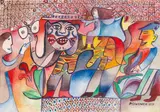 Rudolf Pointner, mixed lot: 4 works (Rote Blume, die Schwebenden, Komposition, Elefantentiger), 1977, watercolour on paper; unframed