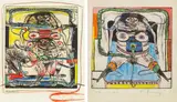 Franz Ringel, mixed lot: 2 works, 1972, hand-coloured etchings