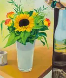 Erhard Stobe, Still life with flowers, 2004, oil and acrylic on canvas