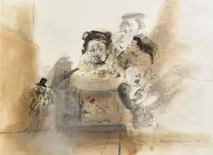 Markus Vallazza, Sketch for "Garagntua, 1973, India ink and watercolour on paper