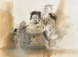 Markus Vallazza, Sketch for "Garagntua, 1973, India ink and watercolour on paper