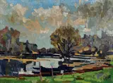 Gottfried Wurm-Laf, Landscape, 1986, oil on canvas