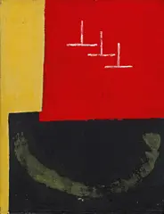 Johannes Zechner, Land, rot, 1987/88, oil on canvas on panel