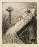 The cardinal by Alfred Kubin, 1908-11, drawing ink, chalk on land register paper, sold Nov 2014