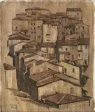 Leopold Hauer, An Italian city, oil on paper on cardboard