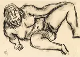 Rudolf Wacker, Female nude with spreaded legs