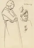 Max Liebermann, Study sheet "Jewish Lane in Amsterdam, ca. 1907, black chalk on paper