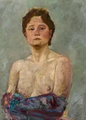 Max Klinger, Female semi-nude, 1915-1918, oil on panel