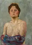 Max Klinger, Female semi-nude, 1915-1918, oil on panel