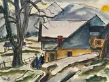 Werner Berg, Farm in Horzach, 1937-38, watercolor, ink on paper