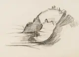 Herbert Boeckl, Oswaldi-Church at Erzberg, charcoal on paper, 1942