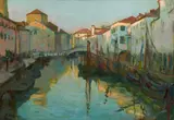 Ludwig Ferdinand Graf, Chioggia, evening at the canal, 1913, oil on cardboard