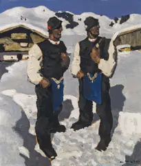 Alfons Walde, Bauernsonntag, 1927, oil on cardboard