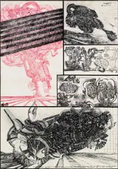 Othmar Zechyr, Explorama 8, 1969, pink, black and grey India ink on paper
