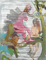 Astgabelmädchen by Siegfried Anzinger, 2006/2007, distemper on canvas, offered Nov 2014