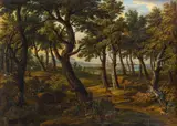 Jakob Christoph Weyermann, Hunting Party in a forest landscape, 1733, oil on canvas
