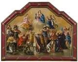 South German Master, Madonna with child and the Fourteen Holy Helpers, oil on panel