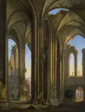 Ludvík Kohl, Ruins of a Gothic Cathedral, oil on canvas