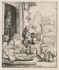 Rembrandt Harmensz van Rijn, Abraham Entertaining The Angels, 1656, etching and drypoint