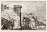 Landscape with ruined monuments by called Canaletto Giovanni Antonio Canal, c. 1739, etching, sold Nov 2014