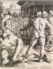 Jan Harmensz. Muller, The Fight between Odysseus and Irus, 1589, engraving