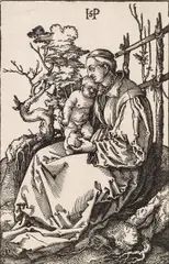 Hans Sebald Beham, The Virgin with the Pear and Child on the Bank, 1521, woodcut
