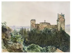 Rudolf von Alt, Weitenegg ruin at the Danube, 1841, watercolour on paper; without frame
