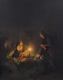 Petrus van Schendel, Fruit and vegetable retailer at the night market, 1843, oil on panel