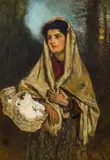 Anton Romako, Girl with doves in a basket