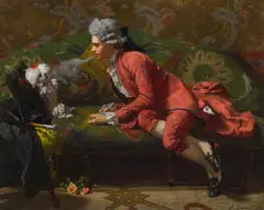 Elegant young man on a Divan by Alessandro Zezzos, 1873, oil on canvas, offered Nov 2014