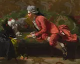 Alessandro Zezzos, Elegant young man on a Divan, 1873, oil on canvas