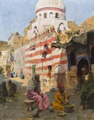 Alphons Leopold Mielich, Oriental street scene, oil on panel