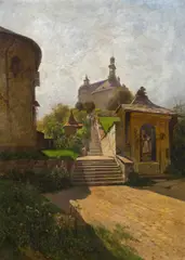 Rudolf Weber, Staircase to the Augustine Monastery in Hallein  (Morning sun), 1897, oil on canvas