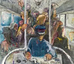 Tram by Georg Eisler, 1972, oil on canvas, sold Oct 2014