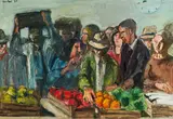 Georg Eisler, Rochus market, 1977, oil on canvas