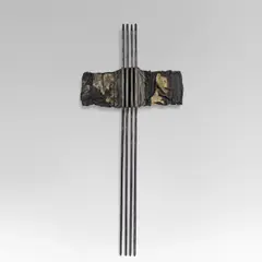 Loys Egg, Cross, 1974, wood, graphite, lead, dispersion paint, fabric