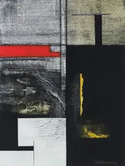 Spurenfeld by Hubert Fischlhammer, 2013, mixed media, collage on paper, unframed, sold Oct 2014