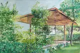 Moni K. Huber, Musikpavillon im Wald 2, 2013, oil and paper on canvas