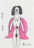Johann Hauser, Woman, 1972, pencil, colored pencil on paper; unframed