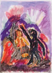 Alfred Klinkan, Du erschreckst mich, 1983, watercolour on paper