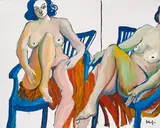 Alfred Kornberger, Nude on blue armchair, 1996, oil on canvas