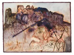 Spuren in Salzburg by Ernst Len, mixed media on paper, sold Oct 2014