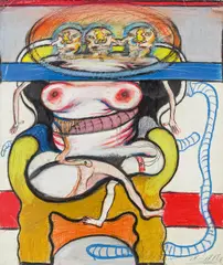 Untitled by Franz Ringel, 1971, mixed media on paper on board, offered Oct 2014