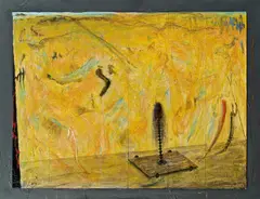 Walter Schmögner, Schrumpfkopfwagen, 1992, mixed media on board