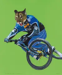 Deborah Sengl, The mountainbiker, 2004, acrylic on canvas