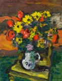 Floral still life by Karl Stark, 1978, oil on hardboard, sold Oct 2014