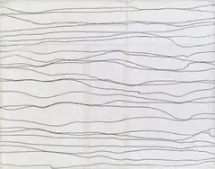 Rudi Stanzel, Untitled, 1999, string, dipersion binder on transparent paper on canvas