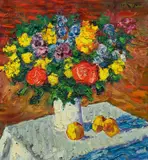Floral still life by Karl Stark, 1986, oil on canvas, offered Oct 2014
