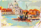 Franz Wlcek, Venice, 1975, watercolour and tempera on paper