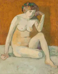 Broncia Koller-Pinell, Seated female nude, ca. 1905, oil on cardboard